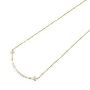 Tiffany T Smile Small Diamond Necklace Yellow Gold Diamond Clear